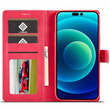 Lc.Imeeke iPhone 14 Pro Fodral med Kortfack Stativfunktion Magenta
