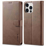 Lc.Imeeke iPhone 14 Pro Fodral med Kortfack Stativfunktion Mörkbrun