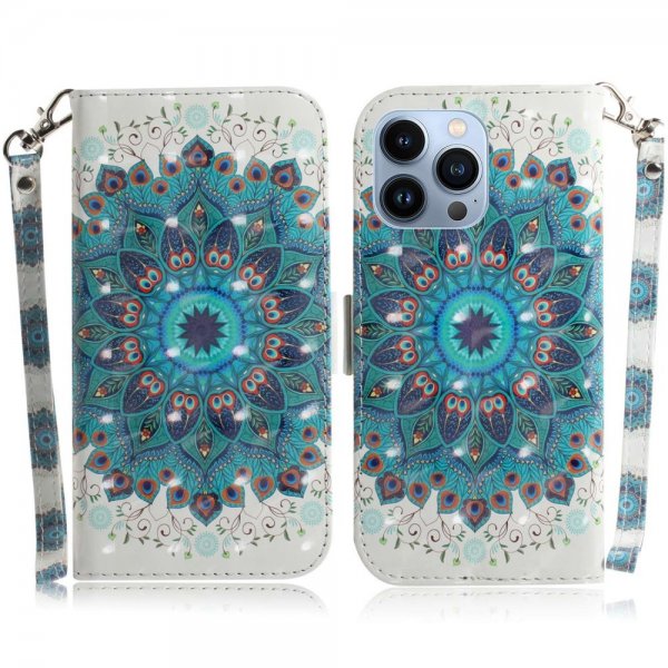 iPhone 14 Pro Fodral Motiv Blå Mandala