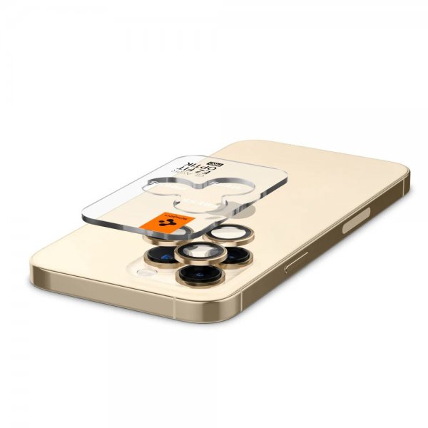 Spigen iPhone 14 Pro/iPhone 14 Pro Max Kameraskydd GLAS.tR EZ Fit Optik Pro Guld 2-pack