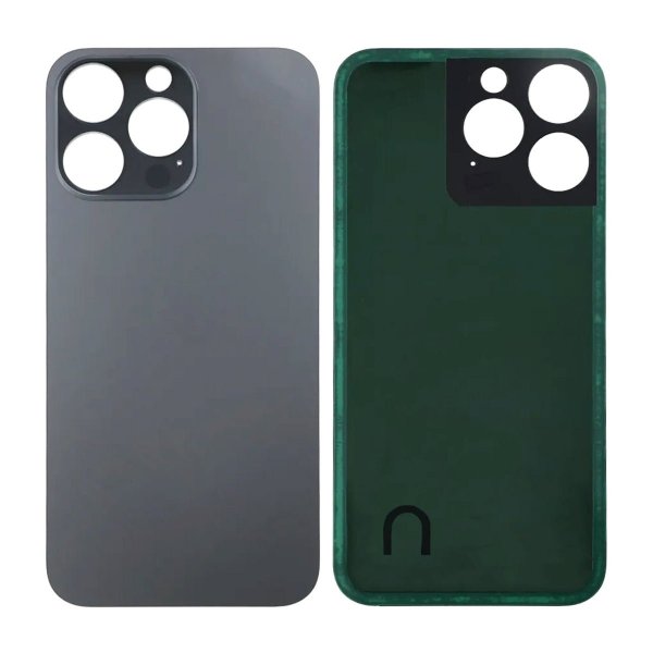 iPhone 14 Pro Max Baksida Glas med Självhäftande tejp - Svart