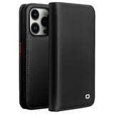 Qialino iPhone 14 Pro Max Fodral Äkta Läder Svart