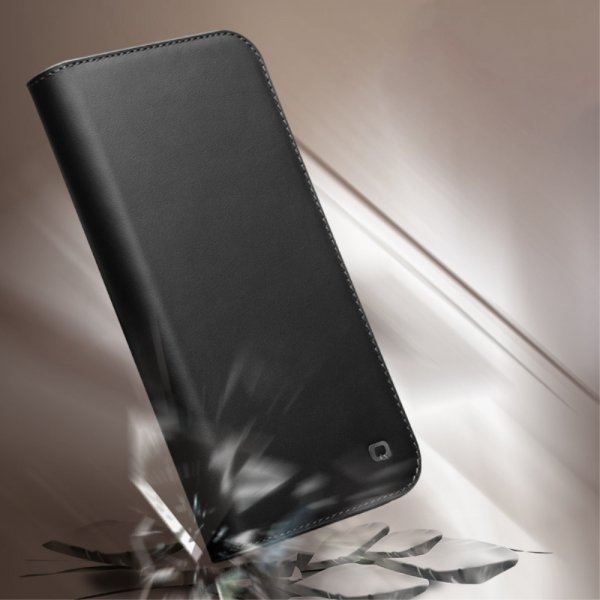 Qialino iPhone 14 Pro Max Fodral Äkta Läder Svart
