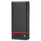 Lc.Imeeke iPhone 14 Pro Max Fodral Kolfibertextur Röd Stripe Horizontal