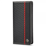 Lc.Imeeke iPhone 14 Pro Max Fodral Kolfibertextur Röd Stripe Vertical