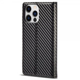 Lc.Imeeke iPhone 14 Pro Max Fodral Kolfibertextur Röd Stripe Vertical
