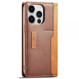 Lc.Imeeke iPhone 14 Pro Max Fodral Kortfack Utsida Brun