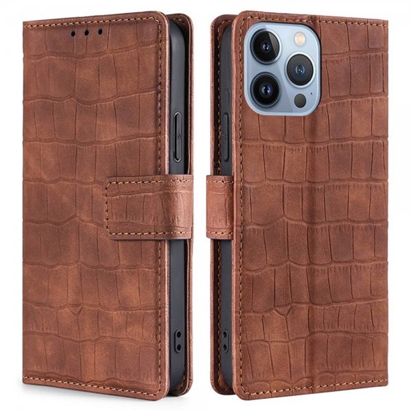 iPhone 14 Pro Max Fodral Krokodilmönster Brun