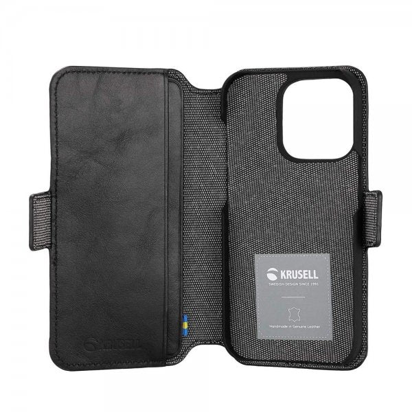 Krusell iPhone 14 Pro Max Fodral Leather PhoneWallet Svart