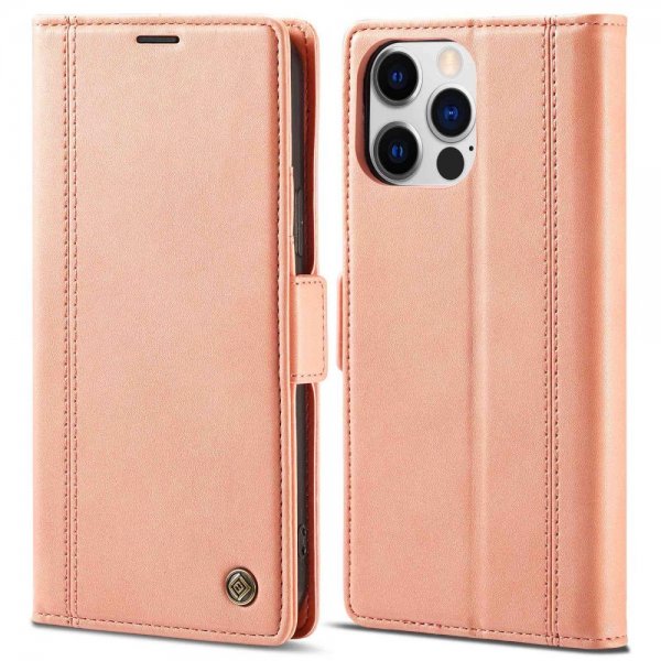 Lc.Imeeke iPhone 14 Pro Max Fodral med Kortfack Rosa