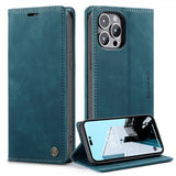 CaseMe iPhone 14 Pro Max Fodral Retro Flip Petrol