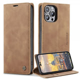 CaseMe iPhone 14 Pro Max Fodral Retro Flip Brun
