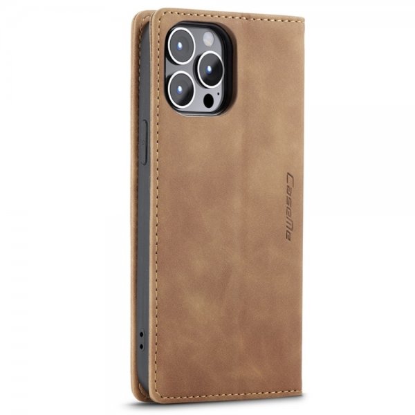 CaseMe iPhone 14 Pro Max Fodral Retro Flip Brun