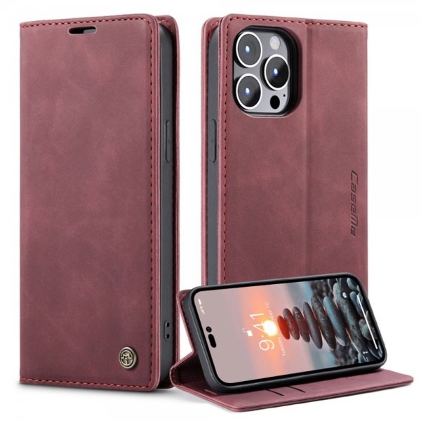 CaseMe iPhone 14 Pro Max Fodral Retro Flip Röd