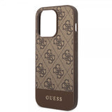 Guess iPhone 14 Pro Max Skal Bottom Stripe Metal Logo Brun