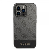 Guess iPhone 14 Pro Max Skal Bottom Stripe Metal Logo Grå