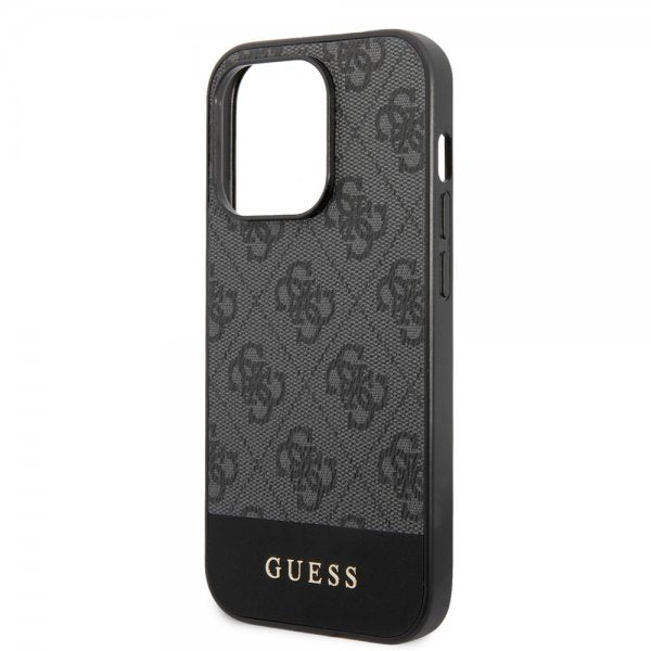 Guess iPhone 14 Pro Max Skal Bottom Stripe Metal Logo Grå