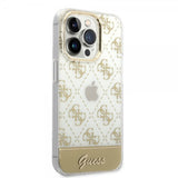 Guess iPhone 14 Pro Max Skal Bottom Stripe Script Logo Guld