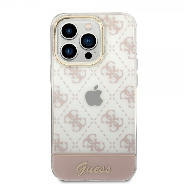 Guess iPhone 14 Pro Max Skal Bottom Stripe Script Logo Rosa