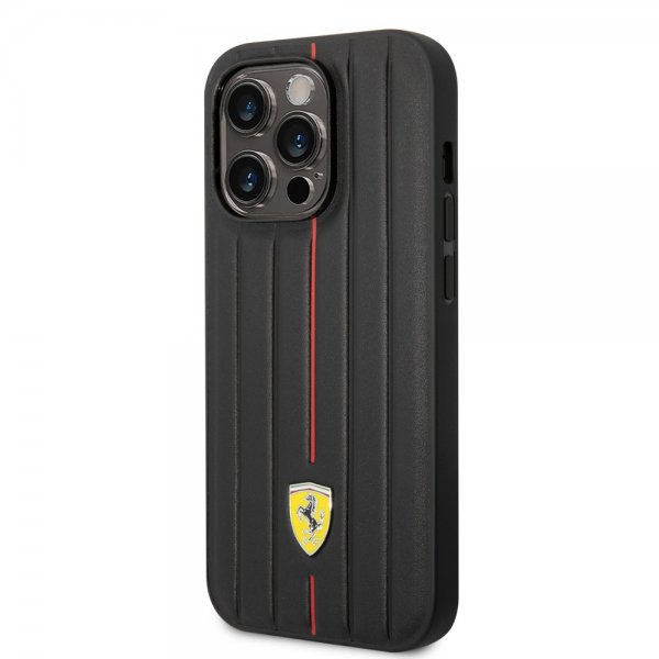 Ferrari iPhone 14 Pro Max Skal Embossed Stripes Röd