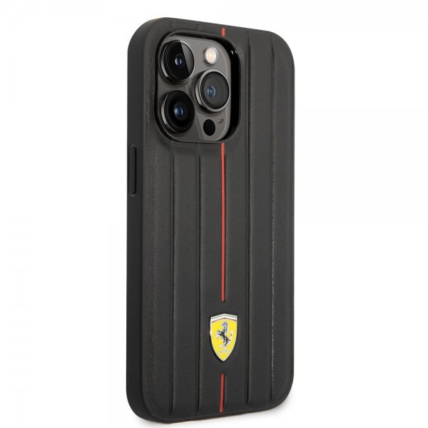 Ferrari iPhone 14 Pro Max Skal Embossed Stripes Röd