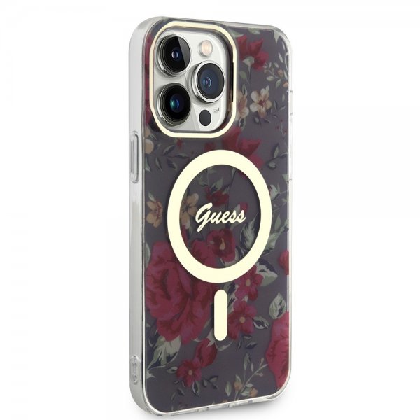 Guess iPhone 14 Pro Max Skal Flower MagSafe Kaki