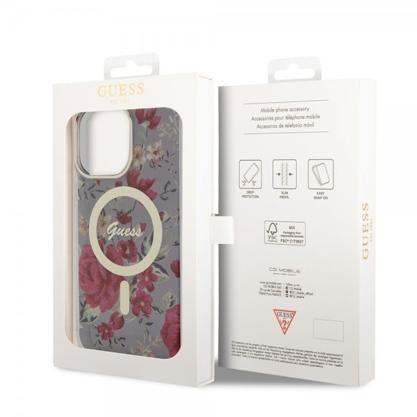 Guess iPhone 14 Pro Max Skal Flower MagSafe Kaki
