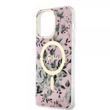 Guess iPhone 14 Pro Max Skal Flower MagSafe Rosa