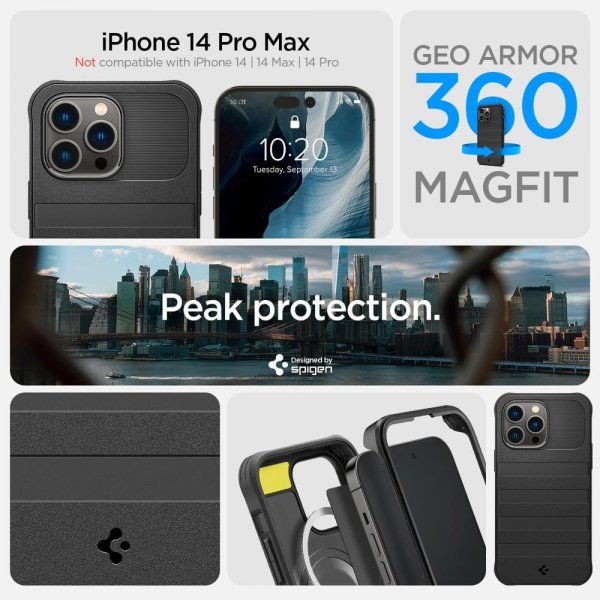 Spigen iPhone 14 Pro Max Skal Geo Armor 360 MagFit Svart