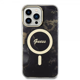 Guess iPhone 14 Pro Max Skal Golden Marble MagSafe Svart