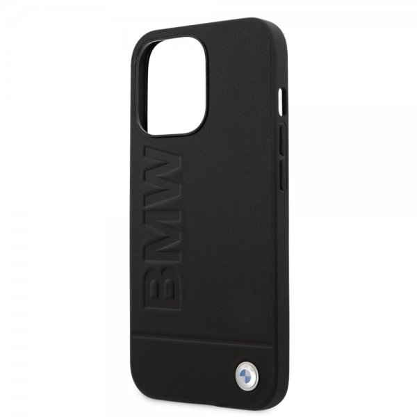 BMW iPhone 14 Pro Max Skal Hot Stamp Metal Logo Svart