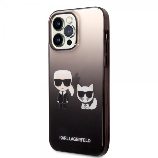 Karl Lagerfeld iPhone 14 Pro Max Skal Karl & Choupette Gradient Svart
