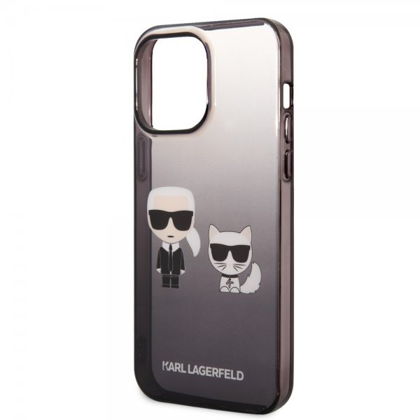 Karl Lagerfeld iPhone 14 Pro Max Skal Karl & Choupette Gradient Svart