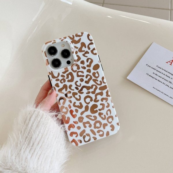 iPhone 14 Pro Max Skal Leopardmönster Vit
