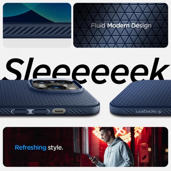 Spigen iPhone 14 Pro Max Skal Liquid Air Navy Blue