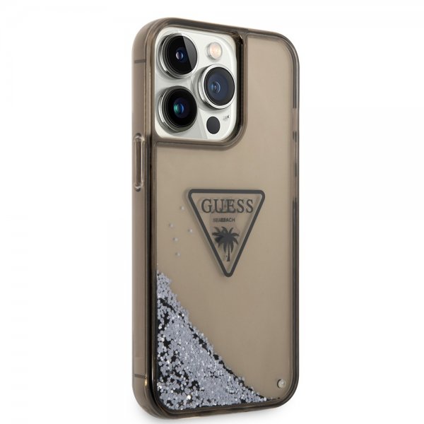 Guess iPhone 14 Pro Max Skal Liquid Glitter Translucent Svart