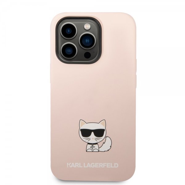Karl Lagerfeld iPhone 14 Pro Max Skal Liquid Silicone Choupette Rosa