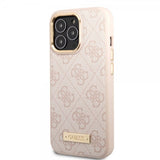 Guess iPhone 14 Pro Max Skal Metal Plate Logo MagSafe Rosa