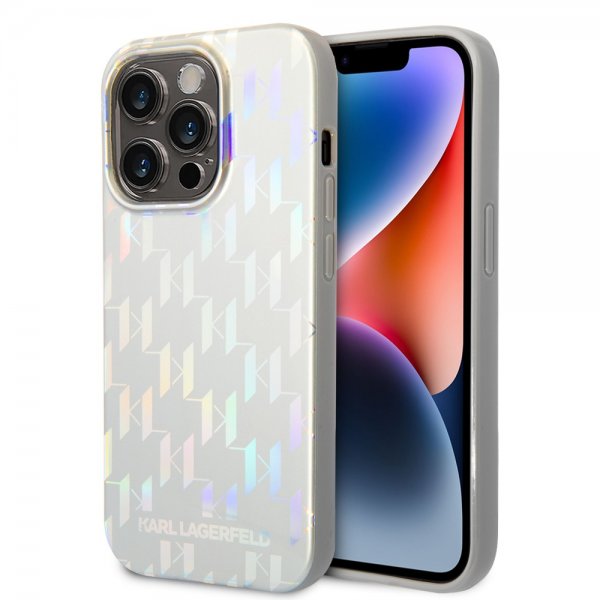 Karl Lagerfeld iPhone 14 Pro Max Skal Monogram Iridescent Silver