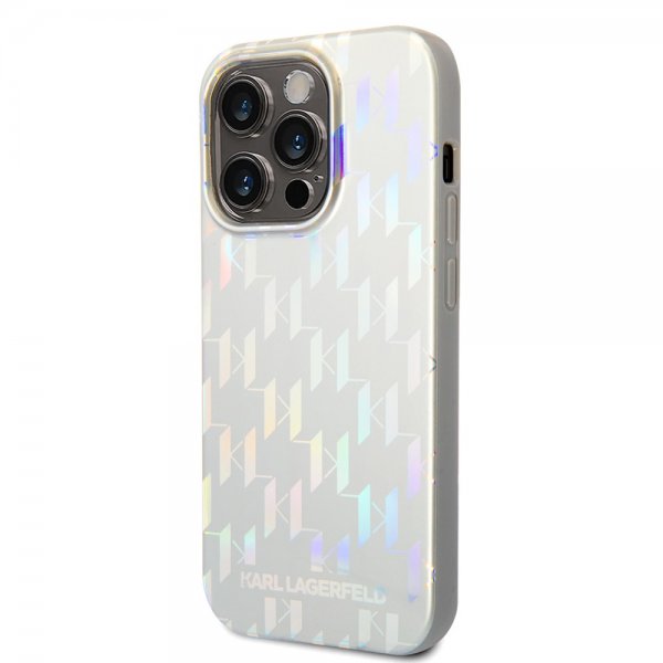 Karl Lagerfeld iPhone 14 Pro Max Skal Monogram Iridescent Silver