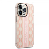 Karl Lagerfeld iPhone 14 Pro Max Skal Monogram Vertical Stripe Rosa