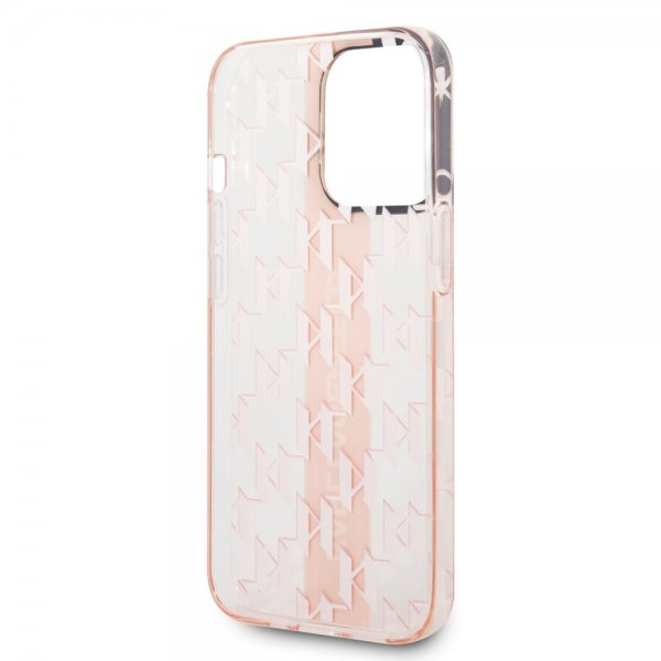 Karl Lagerfeld iPhone 14 Pro Max Skal Monogram Vertical Stripe Rosa