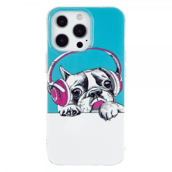iPhone 14 Pro Max Skal Motiv Hund med Hörlurar