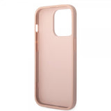 Guess iPhone 14 Pro Max Skal Saffiano Metal Logo Stripes Rosa