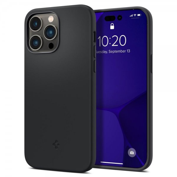 Spigen iPhone 14 Pro Max Skal Silicone Fit MagFit Svart
