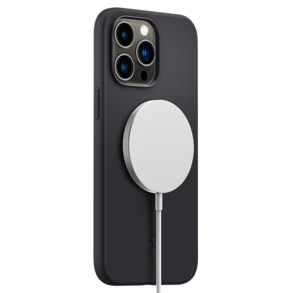 Spigen iPhone 14 Pro Max Skal Silicone Fit MagFit Svart