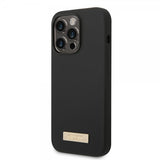 Guess iPhone 14 Pro Max Skal Silicone Metal Plate MagSafe Svart