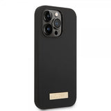 Guess iPhone 14 Pro Max Skal Silicone Metal Plate MagSafe Svart
