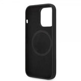 Guess iPhone 14 Pro Max Skal Silicone Metal Plate MagSafe Svart
