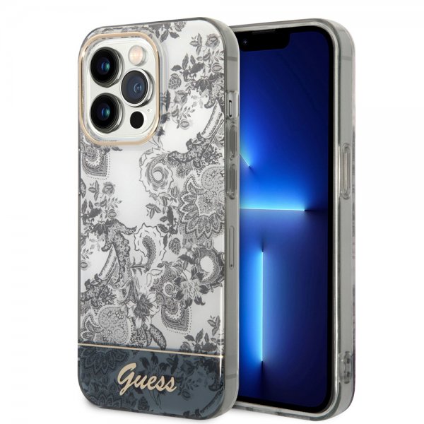 Guess iPhone 14 Pro Max Skal Toile de Jouy Grå